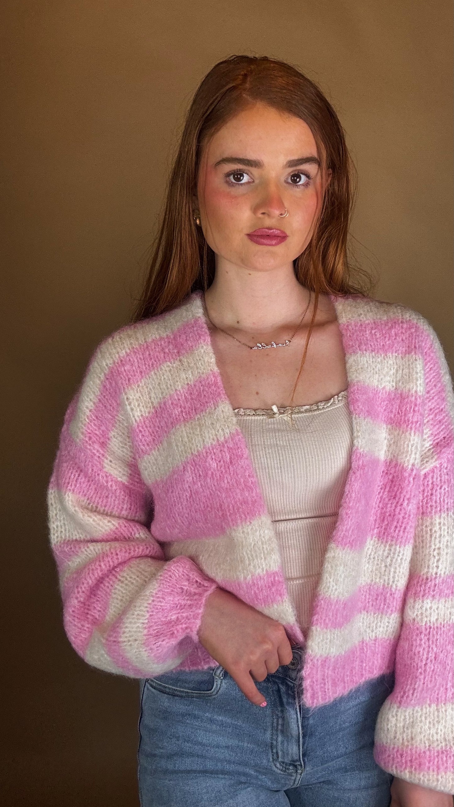 Heather Balloon Sleeve cardigan