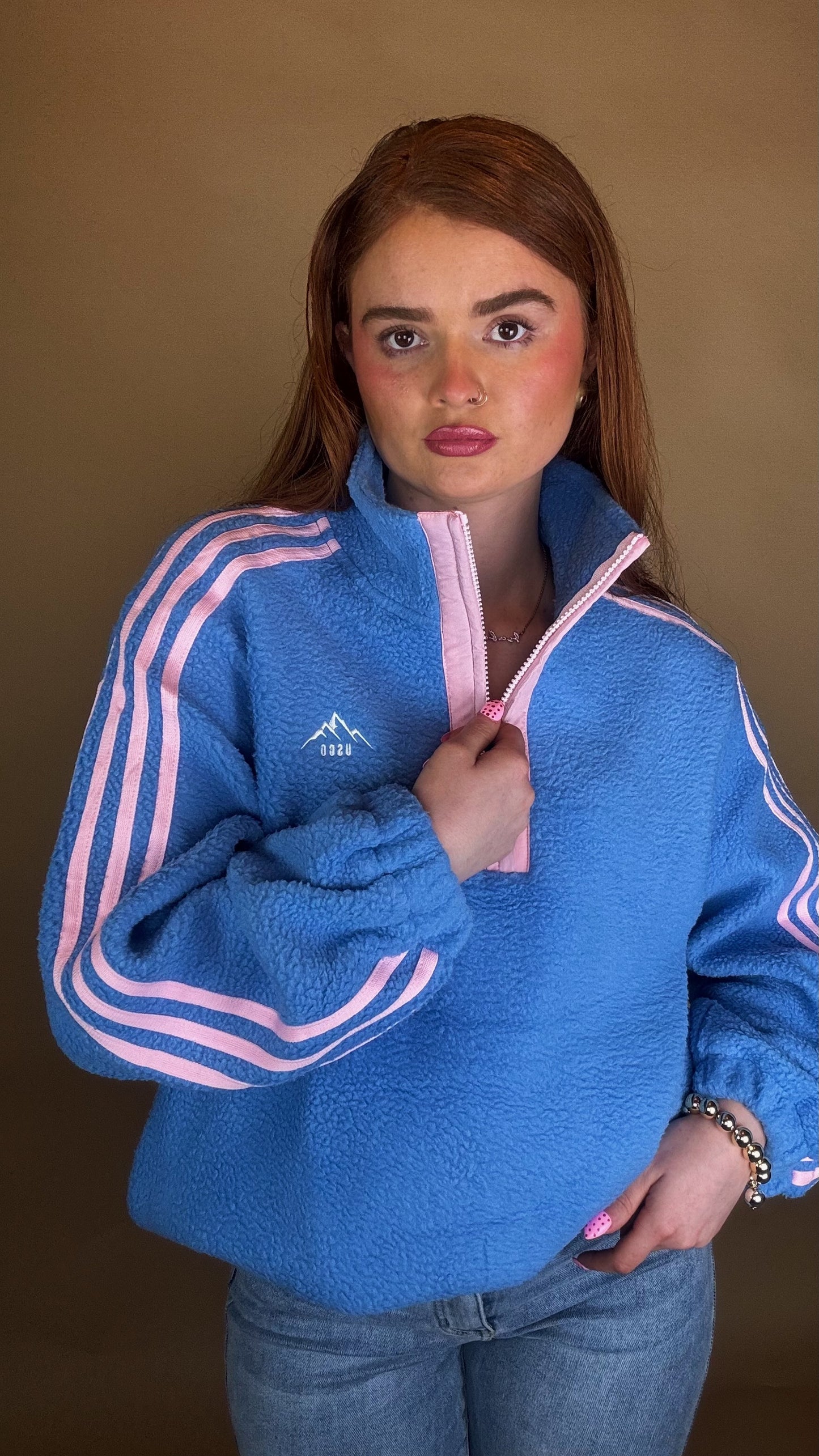 Hannah x4 Stripe Fleece size down. Pockets & draw string