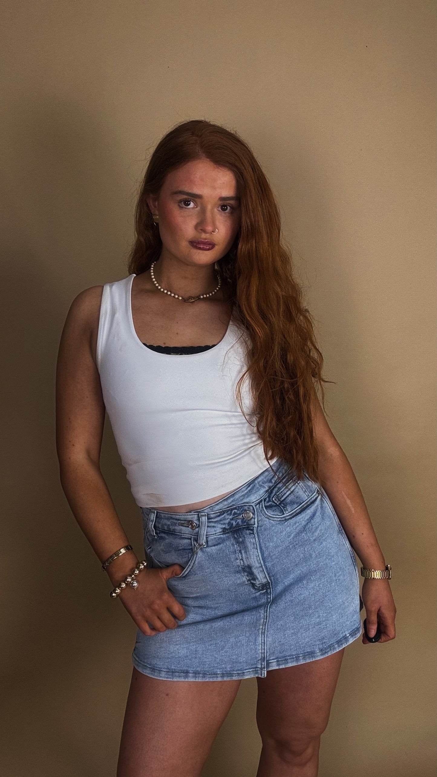 *SKORT* Sandy super stretch Denim crossover skort