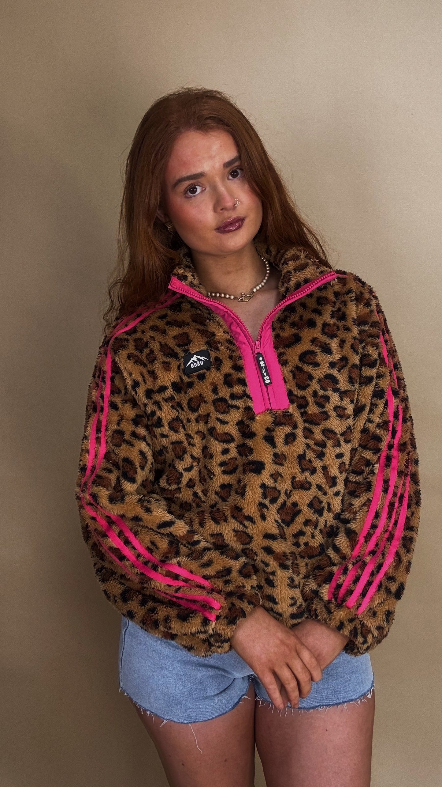 Clodagh Leopard Fleece. Drawstring + pockets
