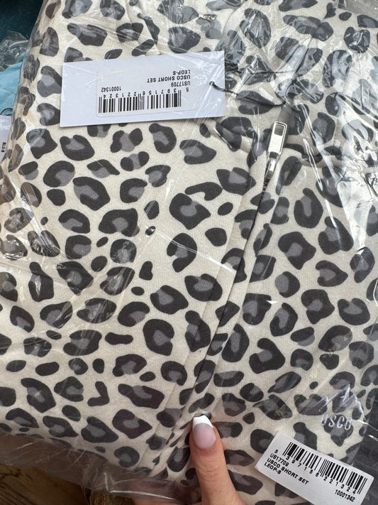 Leopard shorts set 80% cotton fleece line set (Copy 2)