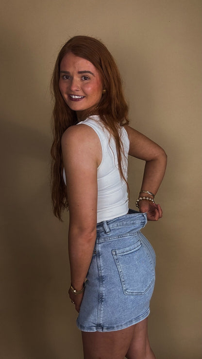 *SKORT* Sandy super stretch Denim crossover skort
