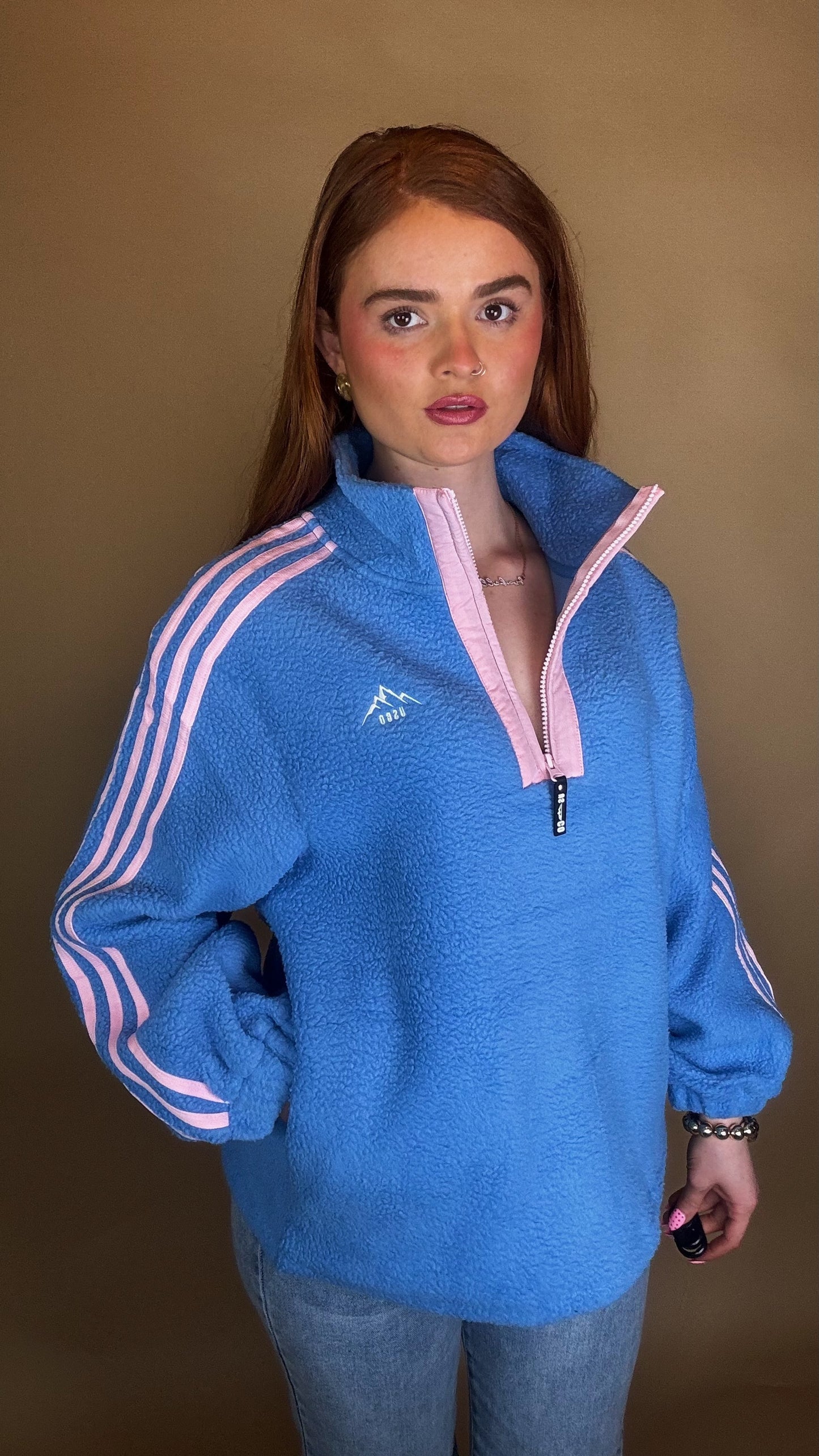 Hannah x4 Stripe Fleece size down. Pockets & draw string