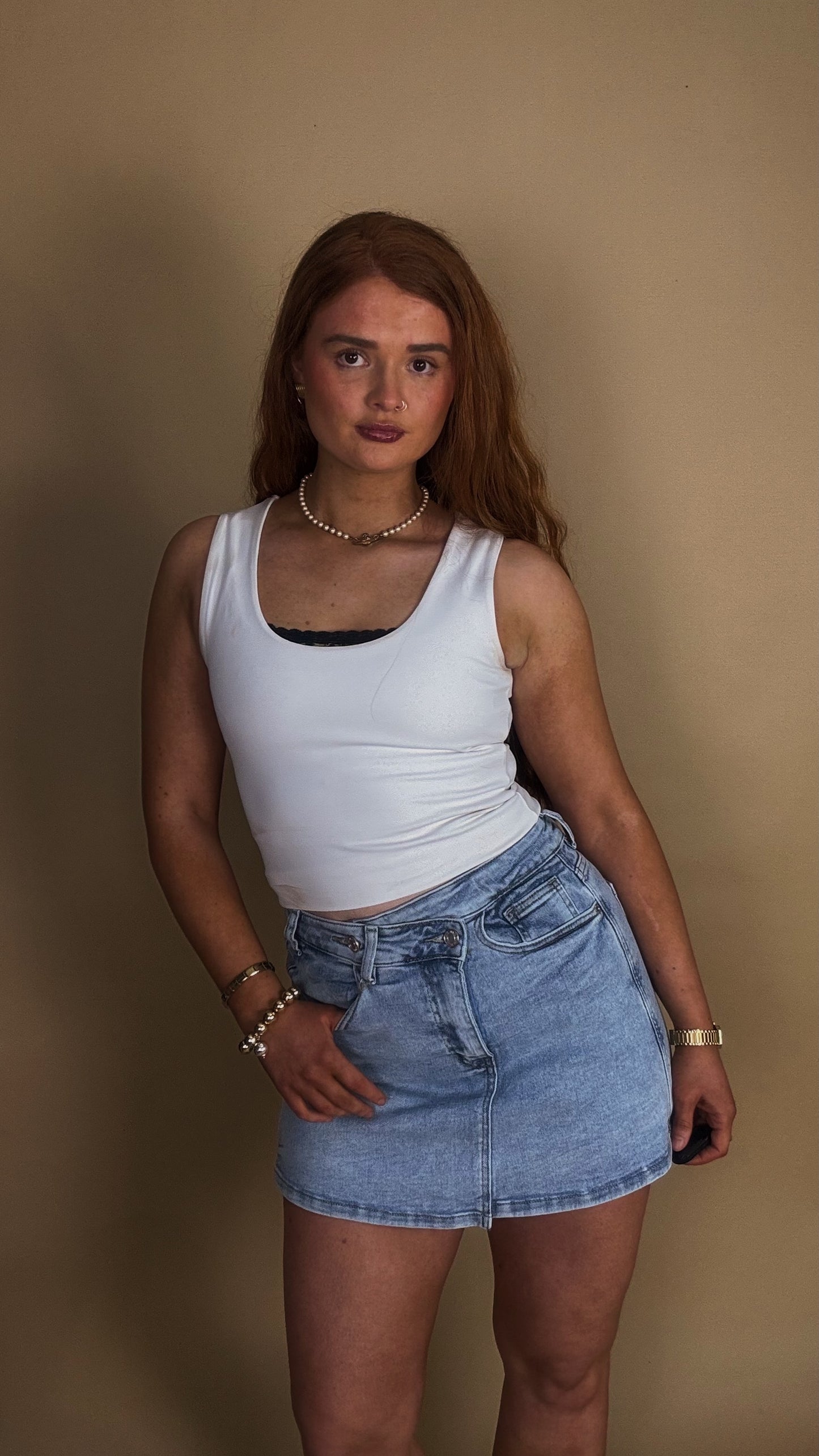 *SKORT* Sandy super stretch Denim crossover skort