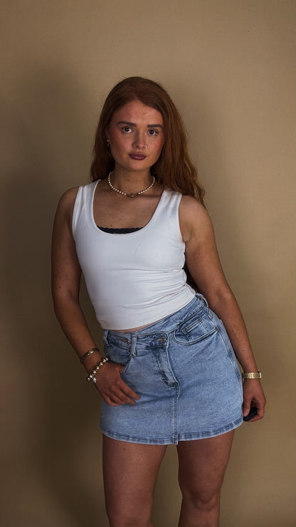 *SKORT* Sandy super stretch Denim crossover skort