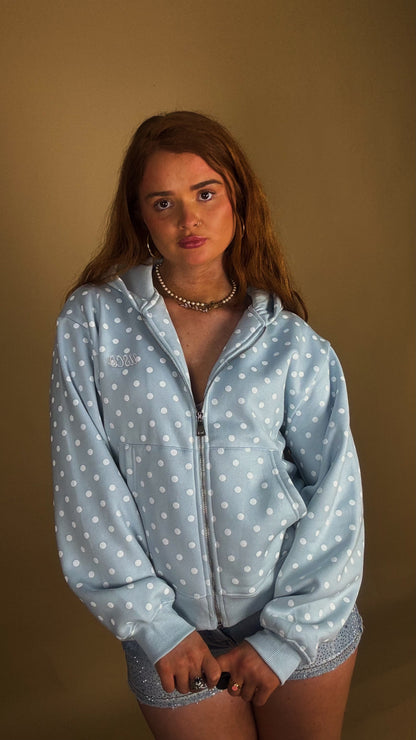 Billie Blue polka hoodie 80% cotton