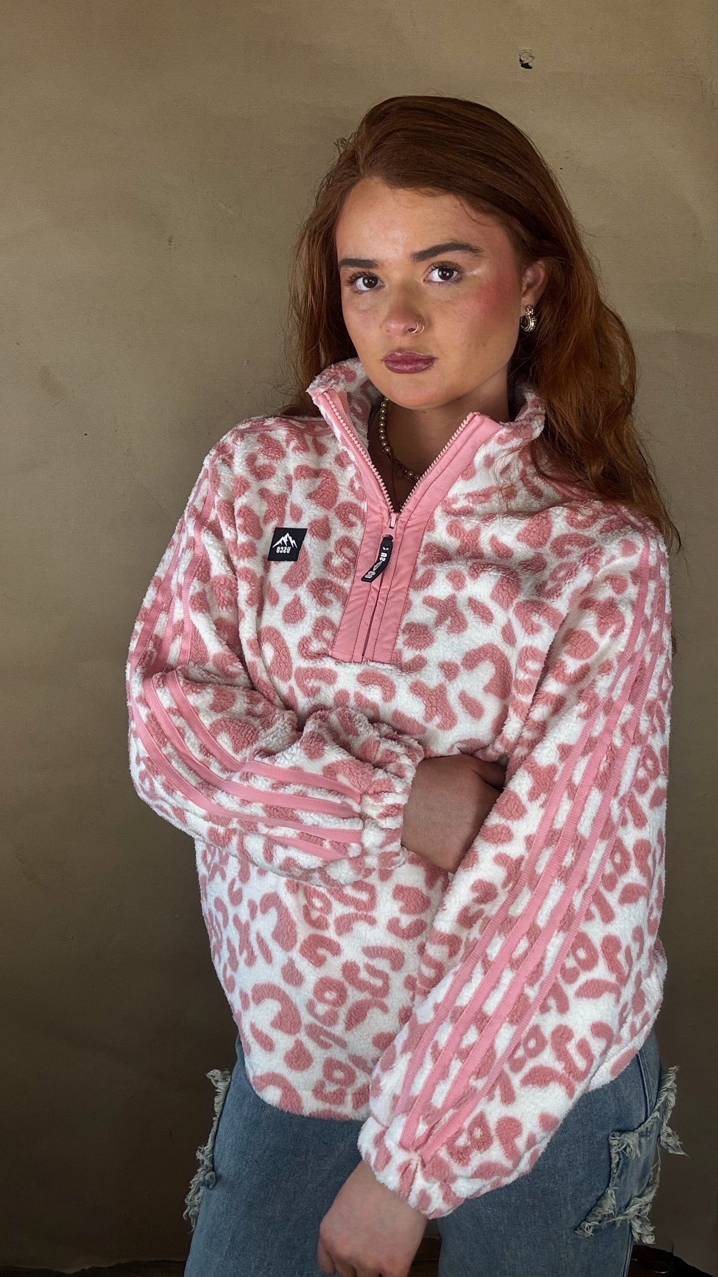 Payton Pink Leopard print zip up