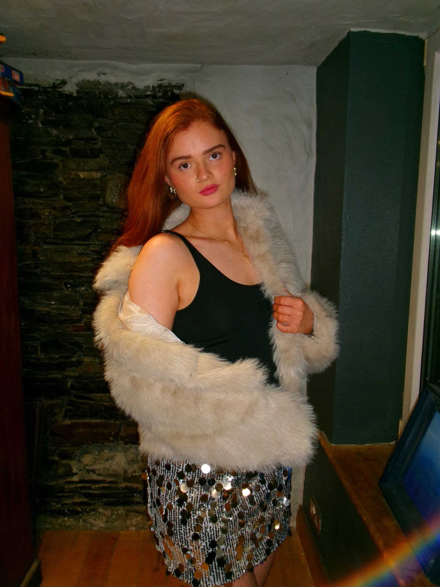 Jess faux fur jacket with buttons & POCKETS!!!!