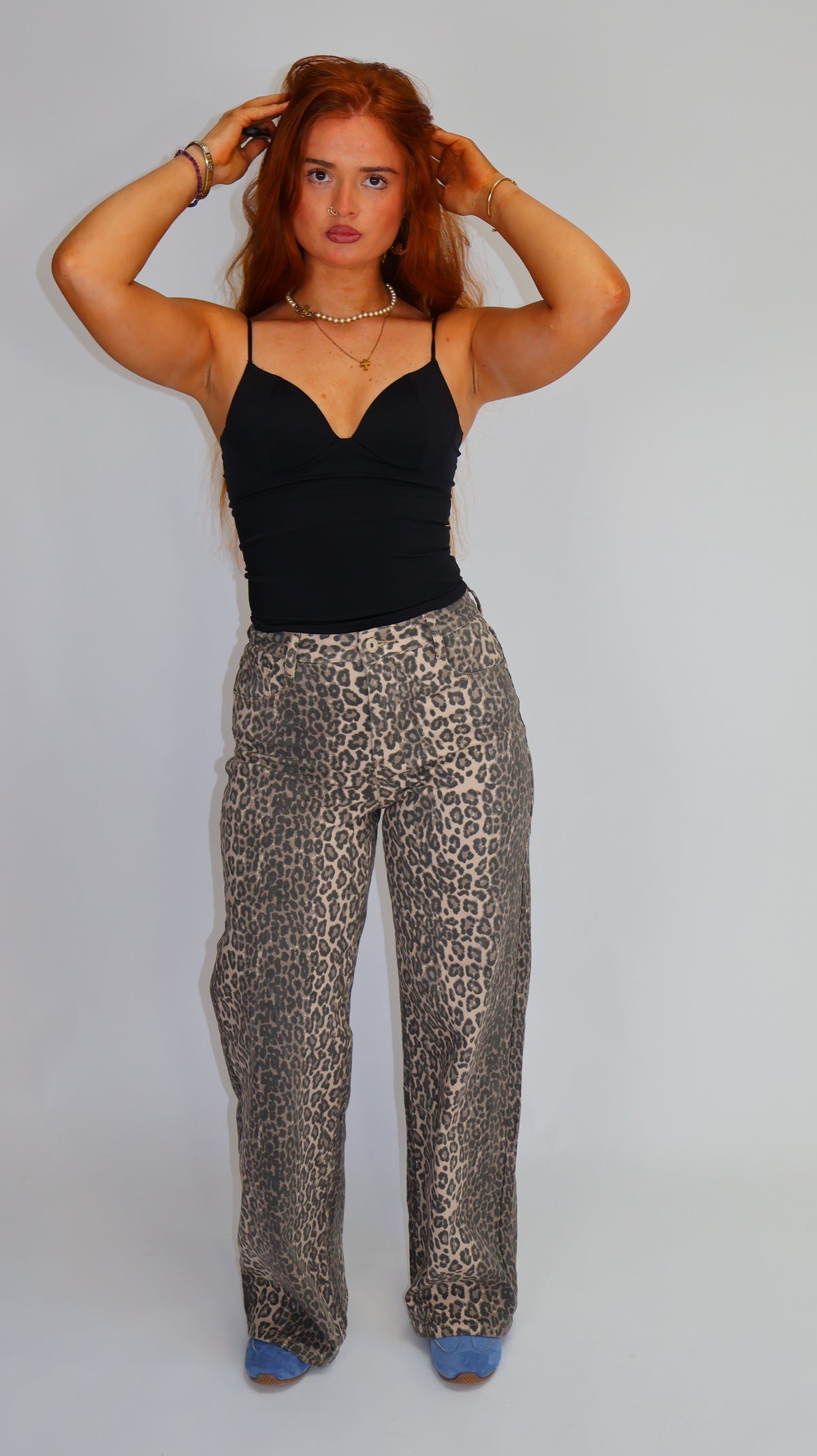 Sarah Leopard Dad Fit Stretch Denim