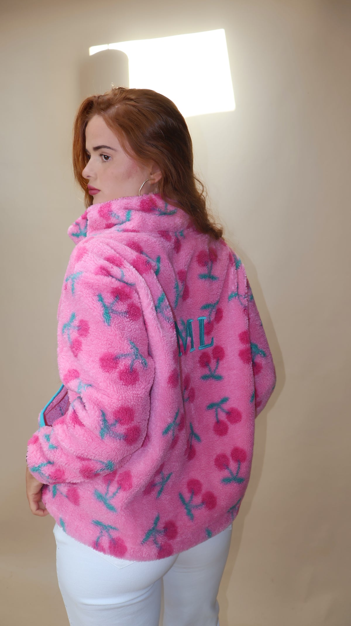 ONE OFF DROP. Cheeky Cherry KML Fleece. Pockets & drawstring. *Thermal fleece-more dense finish on the inside