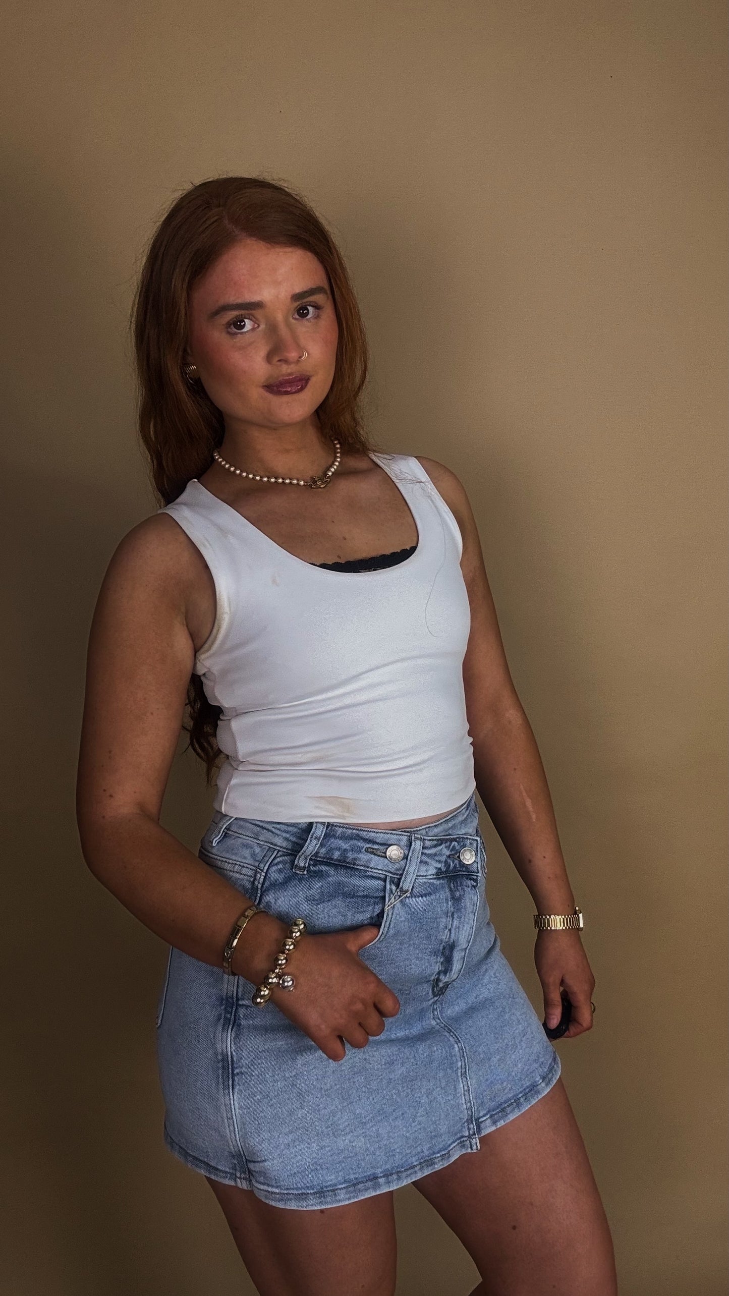 *SKORT* Sandy super stretch Denim crossover skort