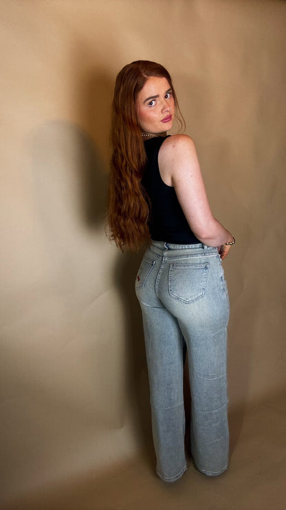 Matilda Heart Cherry Embroidered Jean