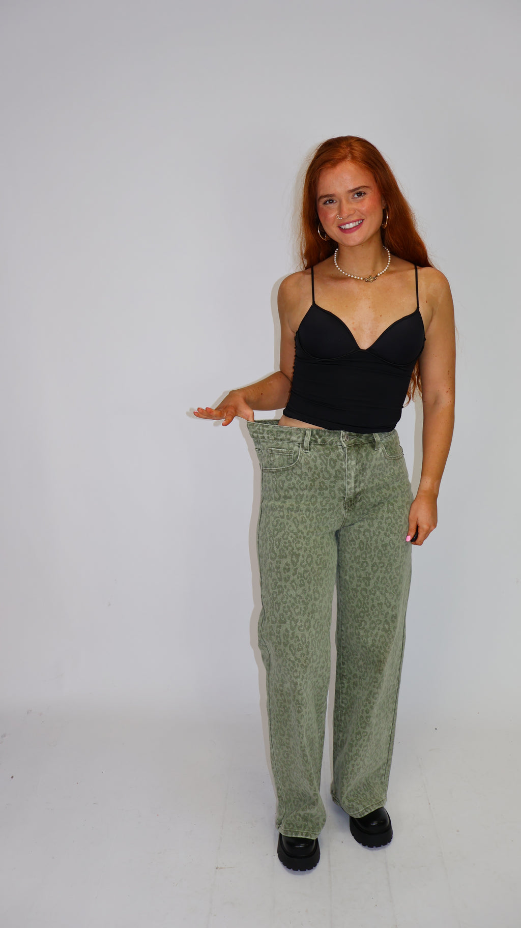 Kerry Khaki Leopard Stretchy Denim Jean
