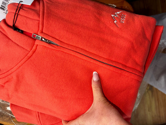 Red shorts coral set 80% cotton fleece line set