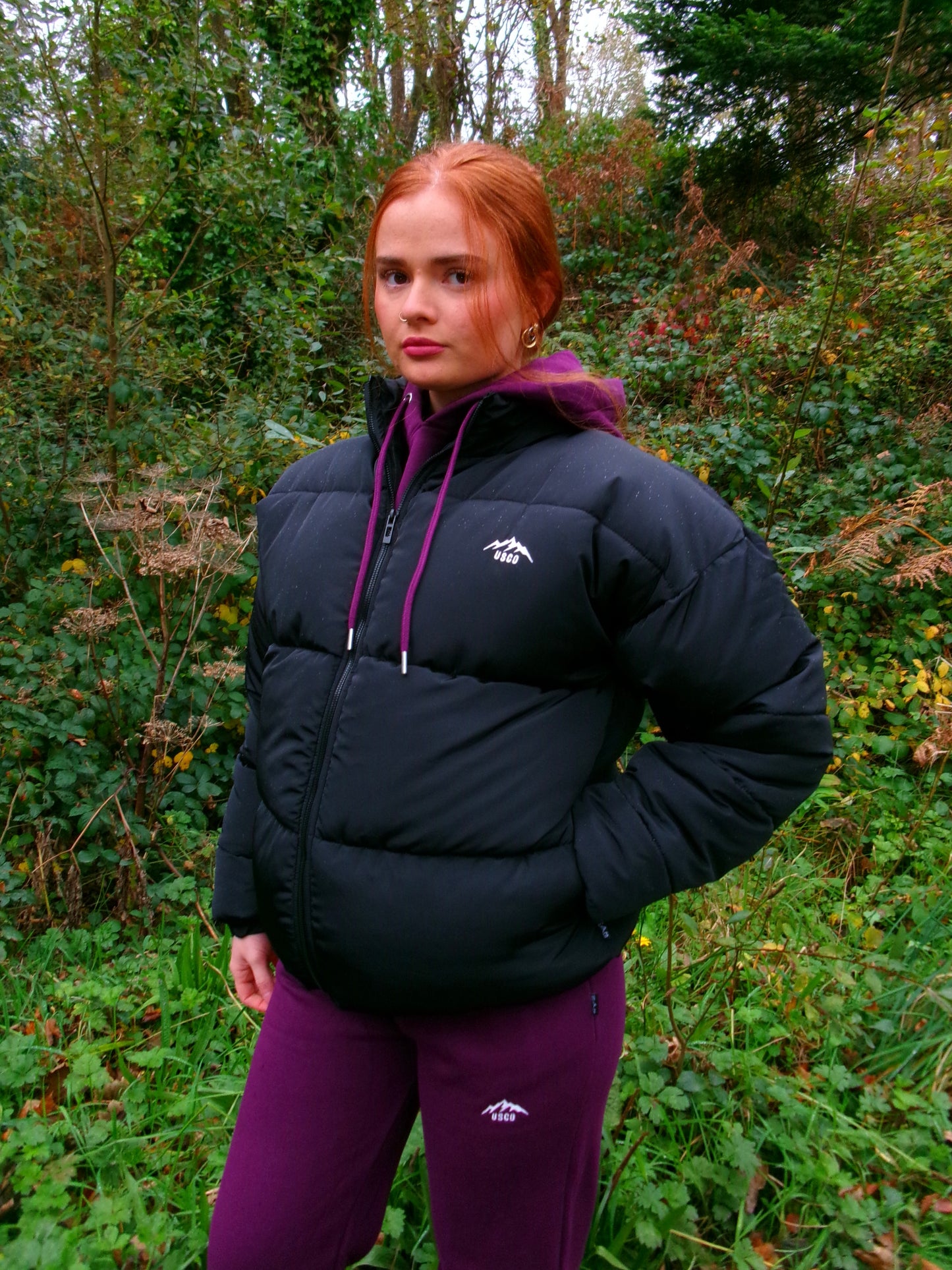 Jasmine Jet Black waterproof Ultra puffer *with pockets & draw string!!*