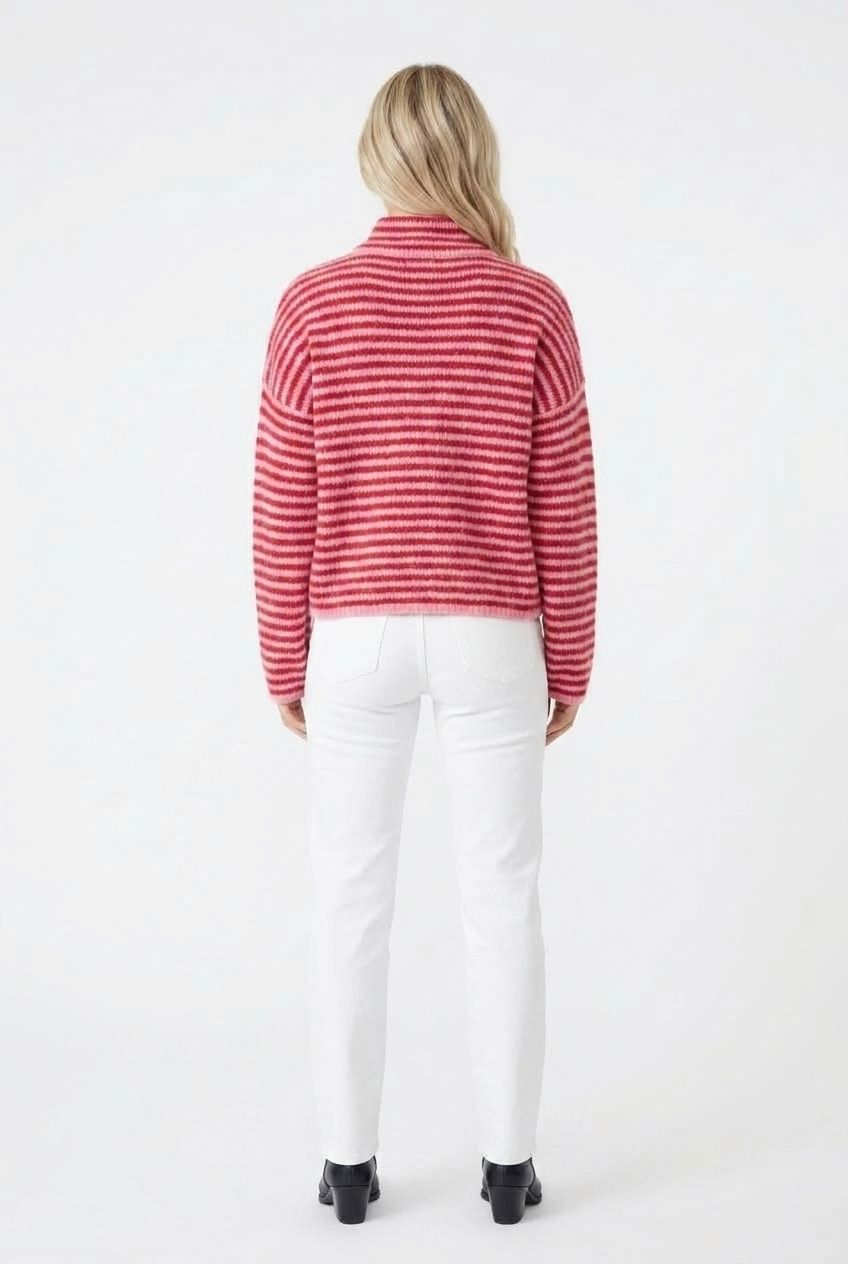 Sarah Stripe Knit Zip Up