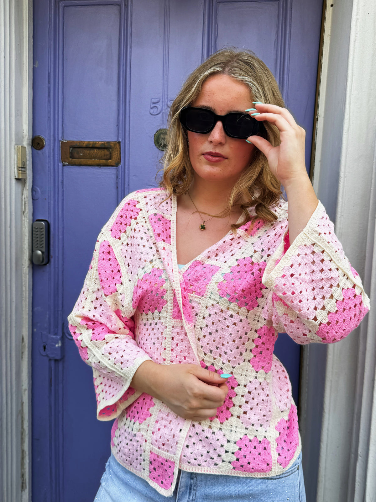 Jessie Pink Crochet Cardi