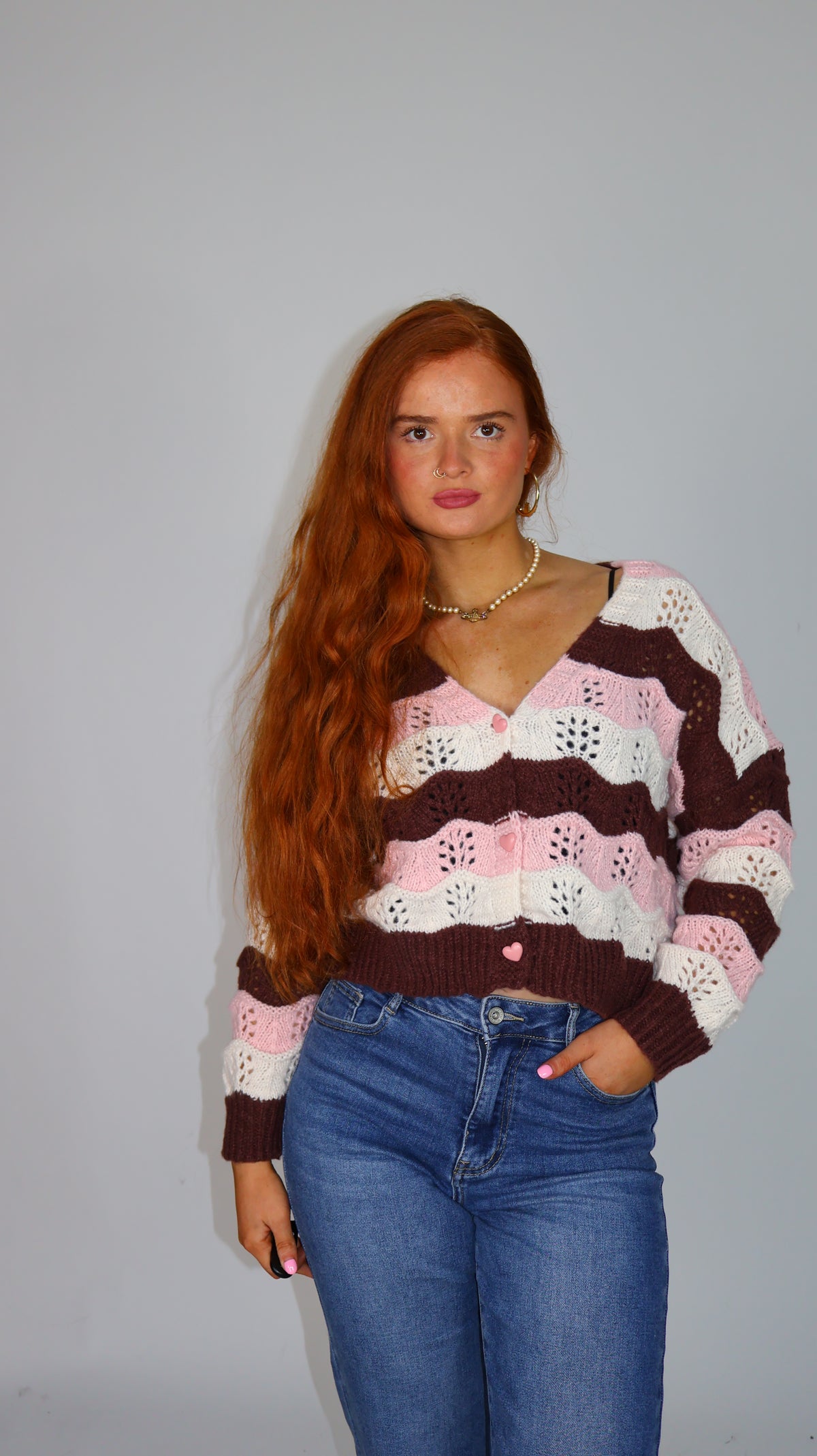 Polly Pink Heart Button Cardi