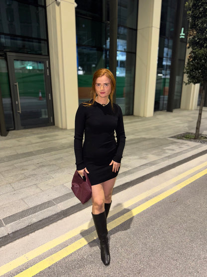 Blake Black Ribbed Dress *made with recycled fabrics*