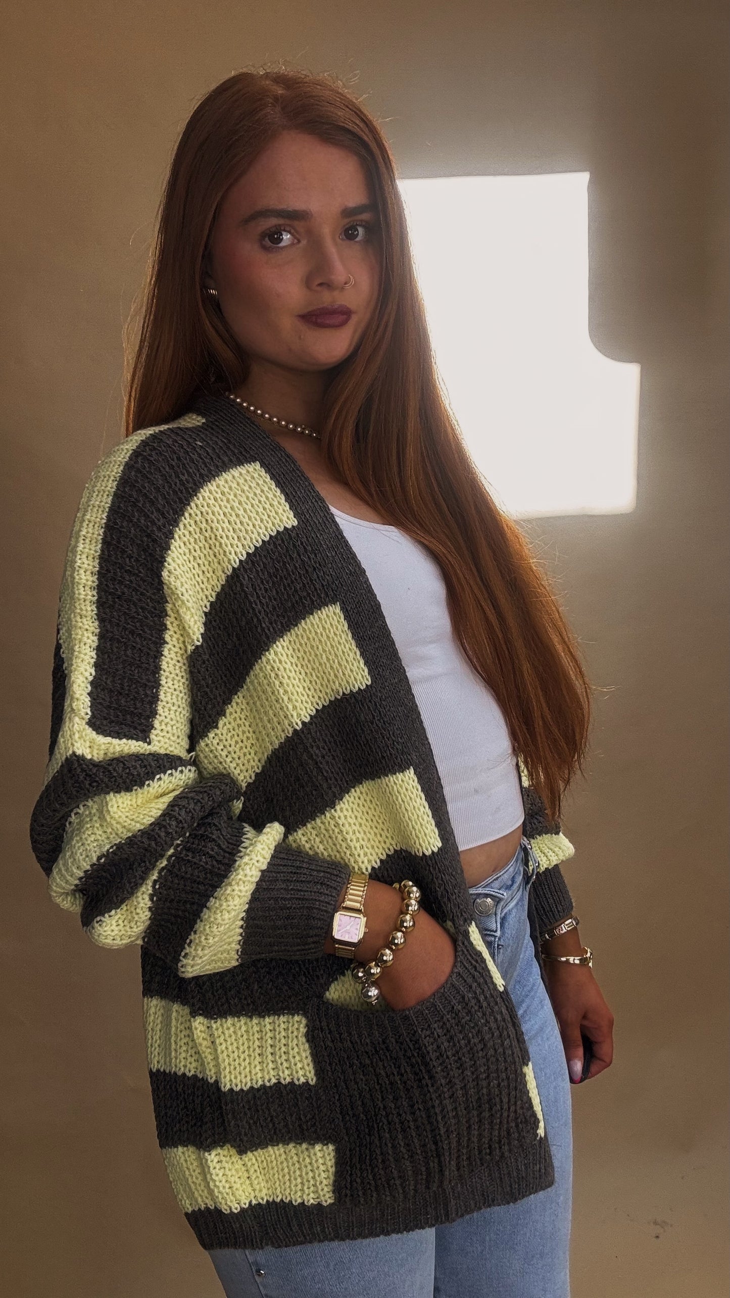 Amie Knit yellow charcoal