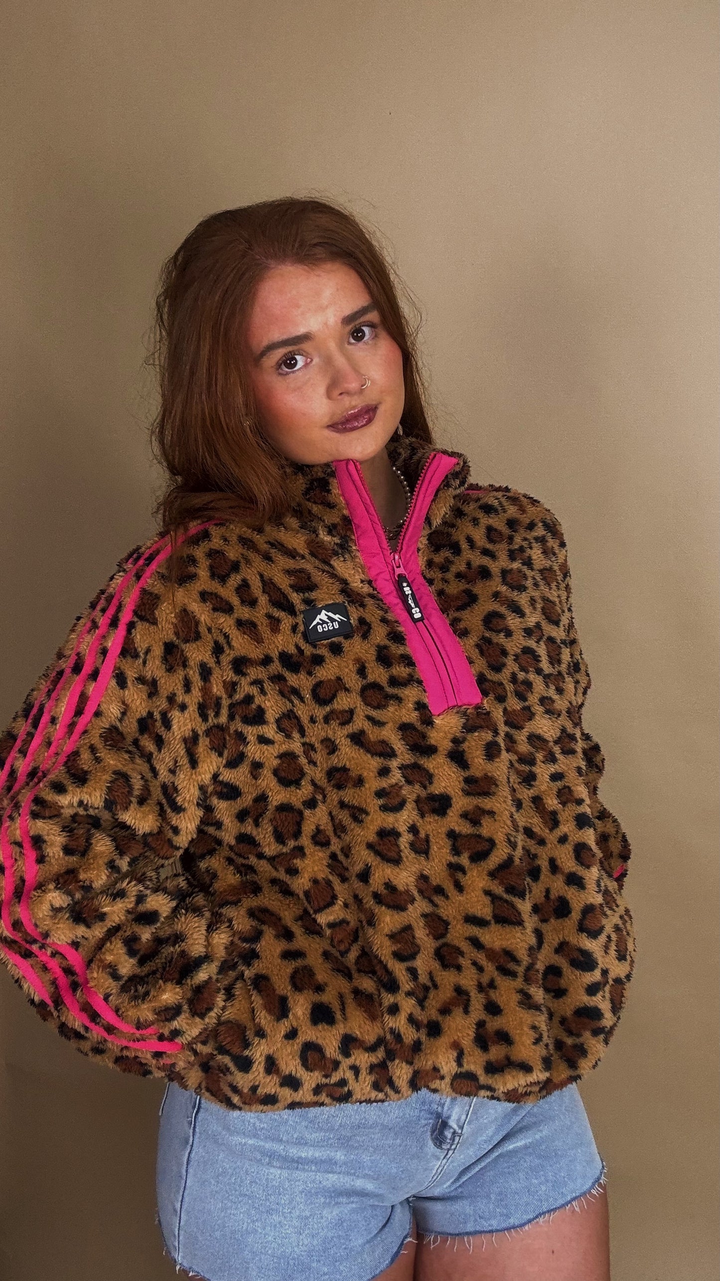 Clodagh Leopard Fleece. Drawstring + pockets