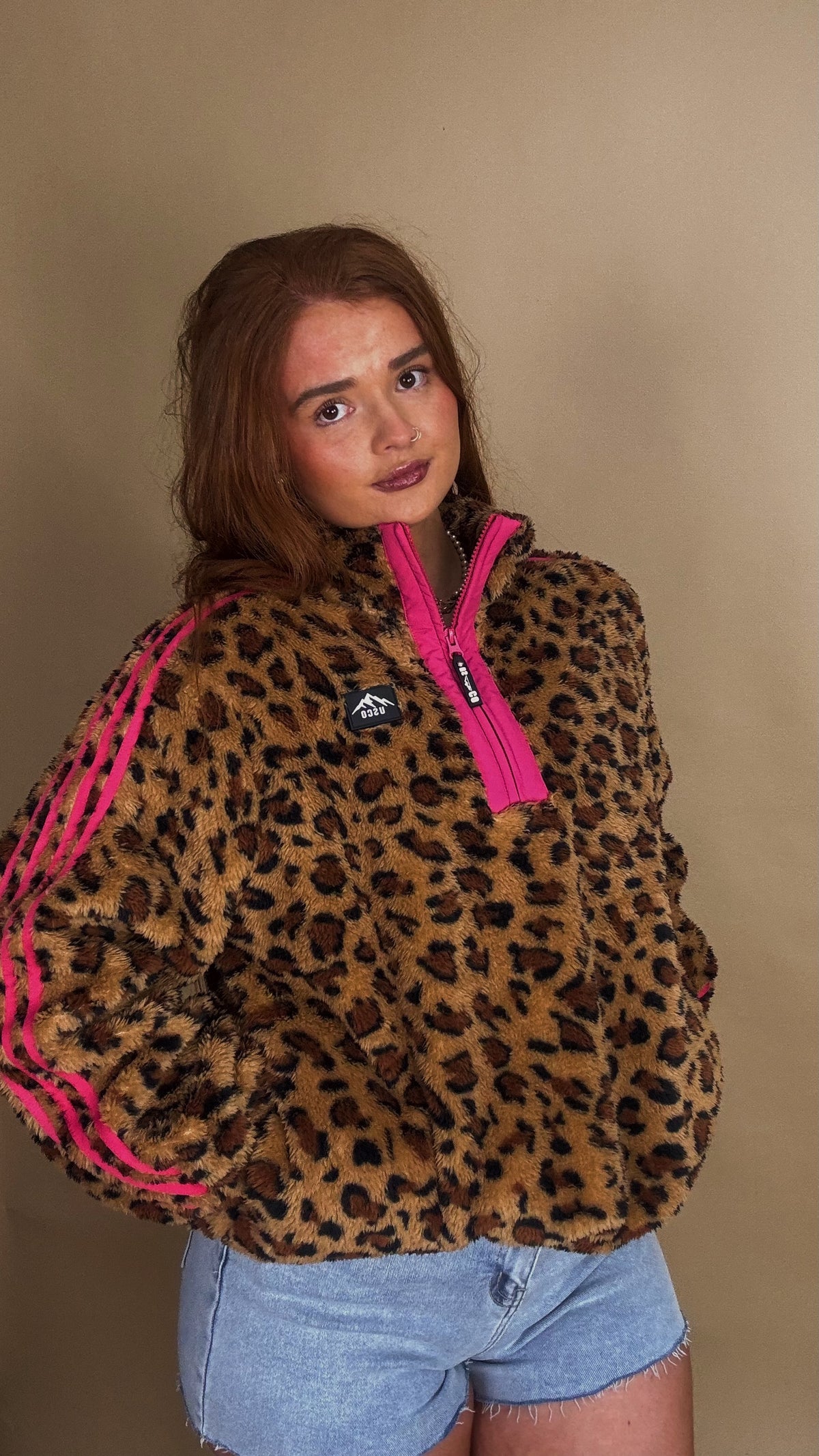 Clodagh Leopard Fleece. Drawstring + pockets