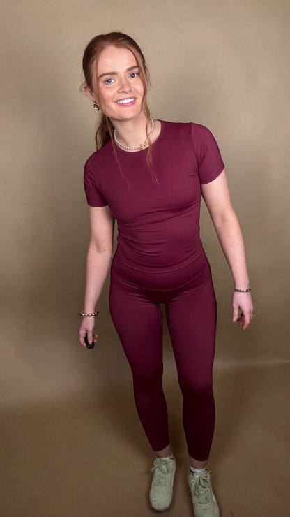 Amy burgundy legging set