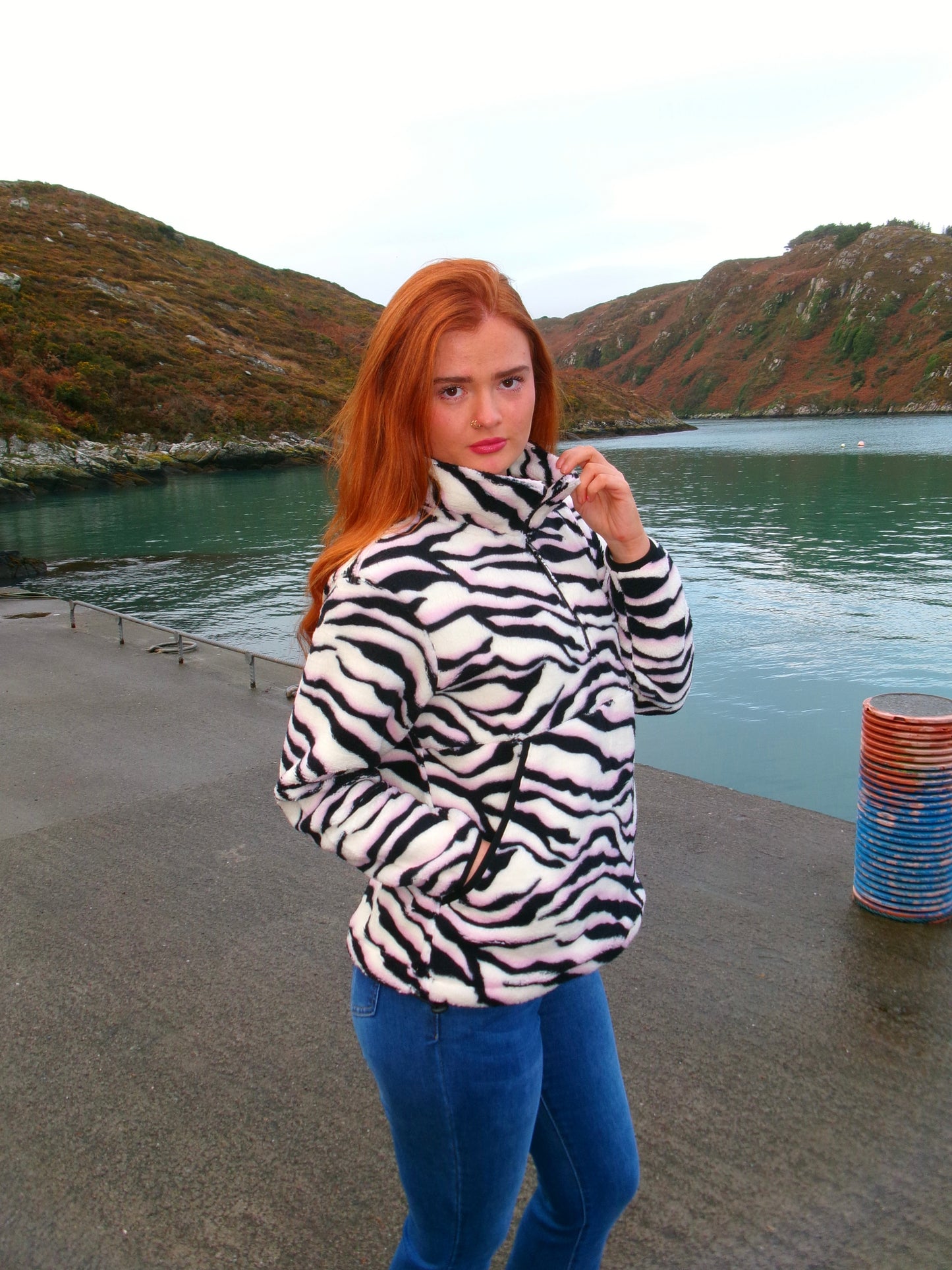 Nicole Pink Zebra fleece