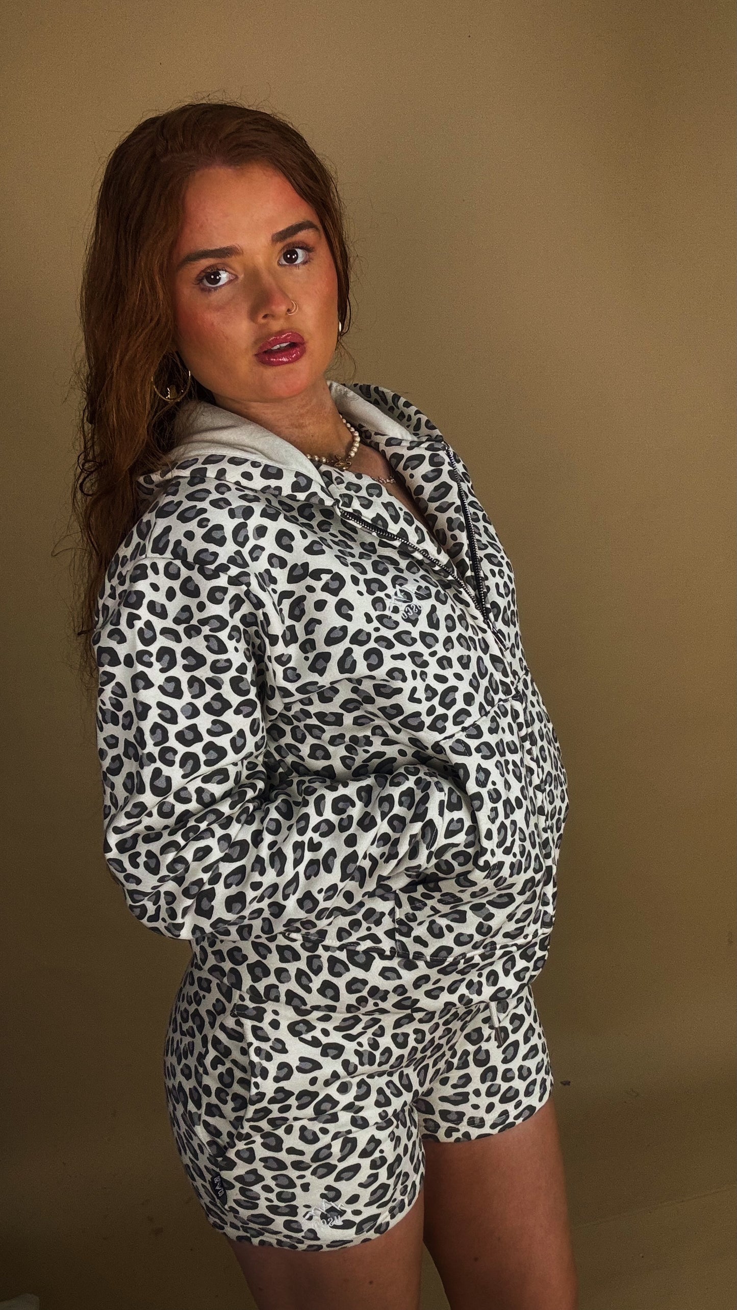 *shorte set* Leighton Leopard shorts set 80% cotton fleece line set.