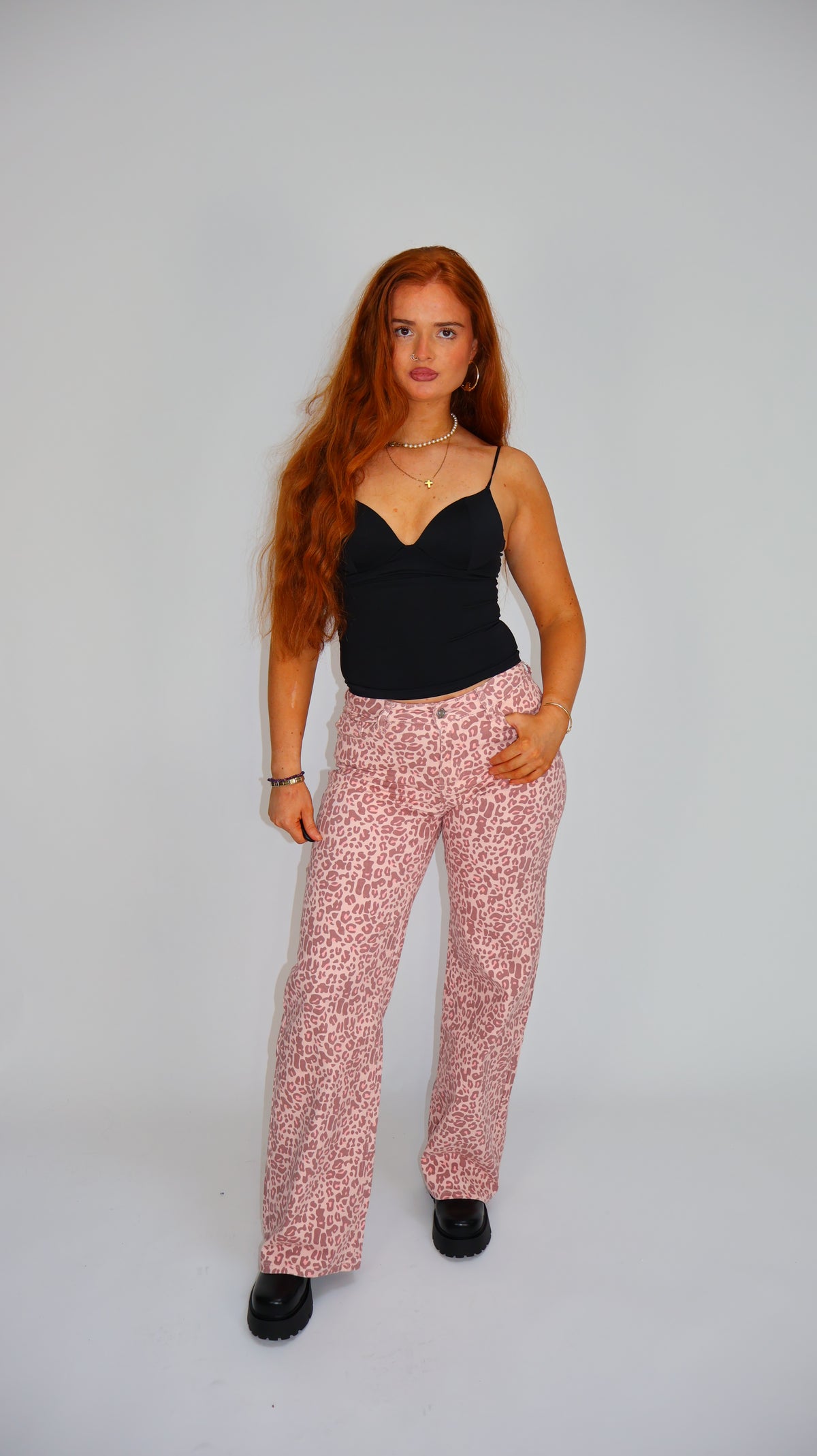 Lily Pink Leopard Dad Fit Denim