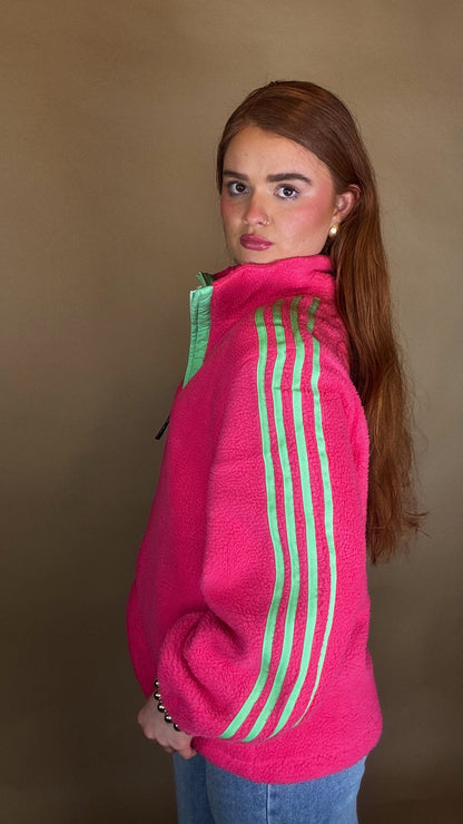 Emma x4 Stripe Fleece Pink size down. Pockets & draw string