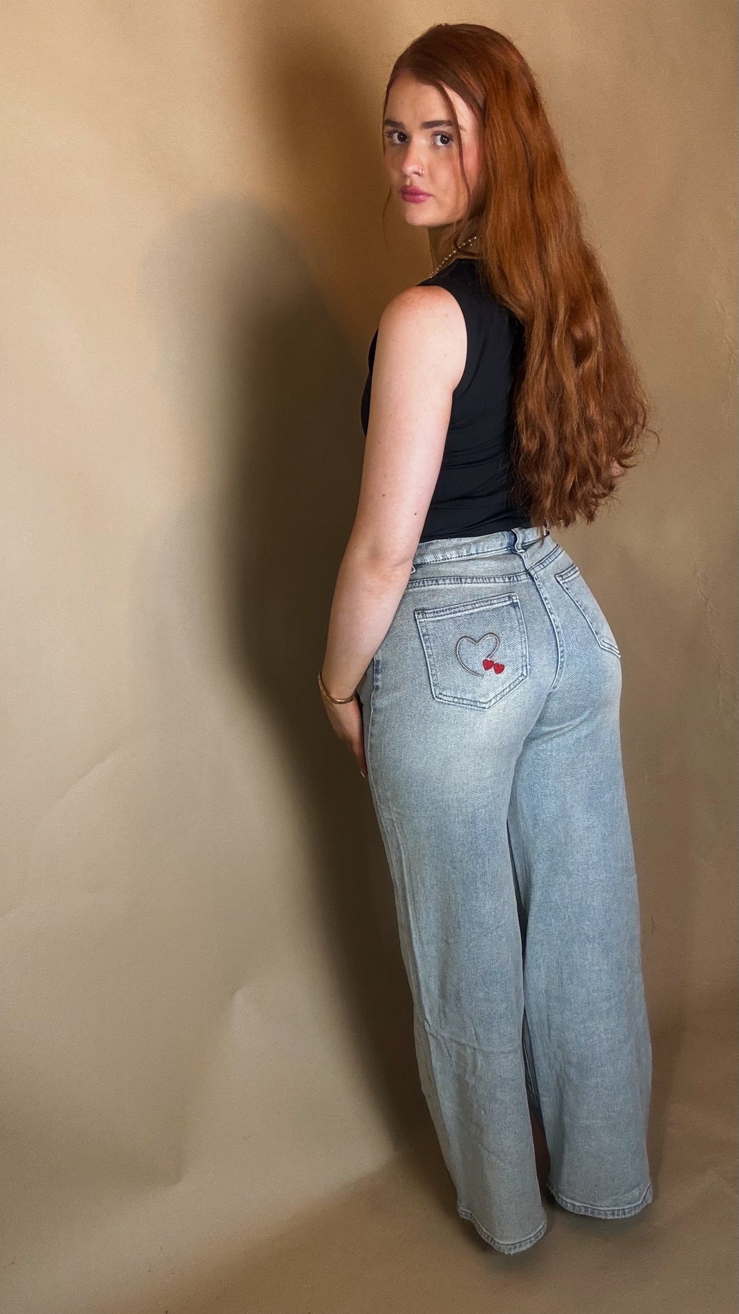 Matilda Heart Cherry Embroidered Jean