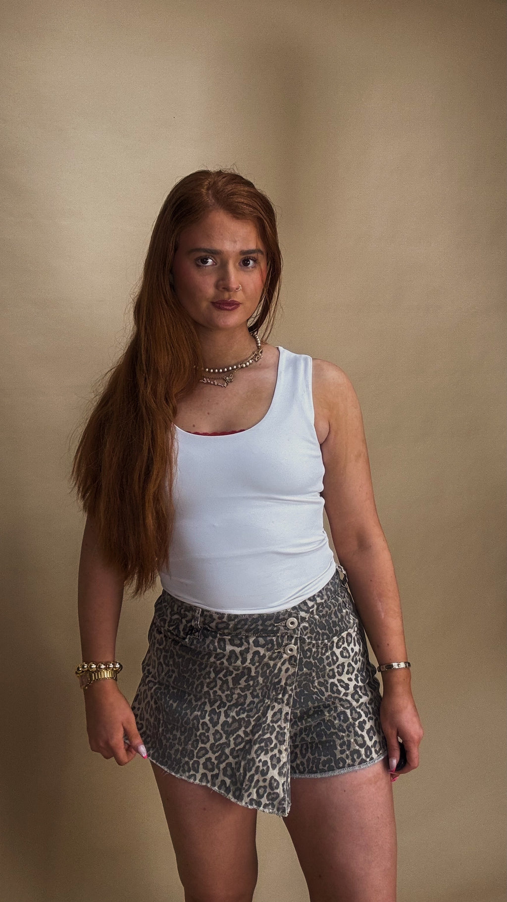 *SKORT* Lilia Leopard stretch Denim