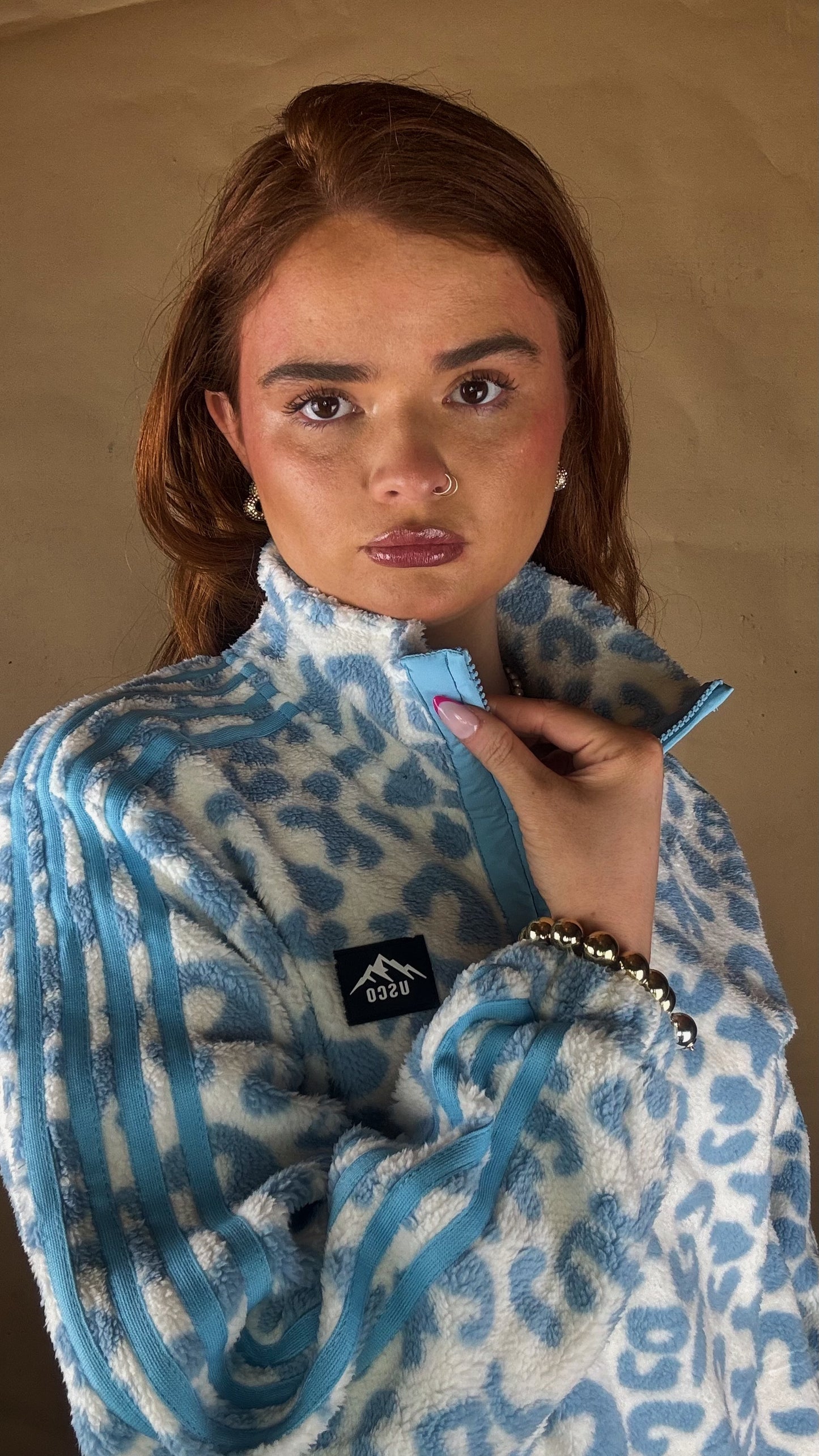 Blair Blue Leopard print zip up