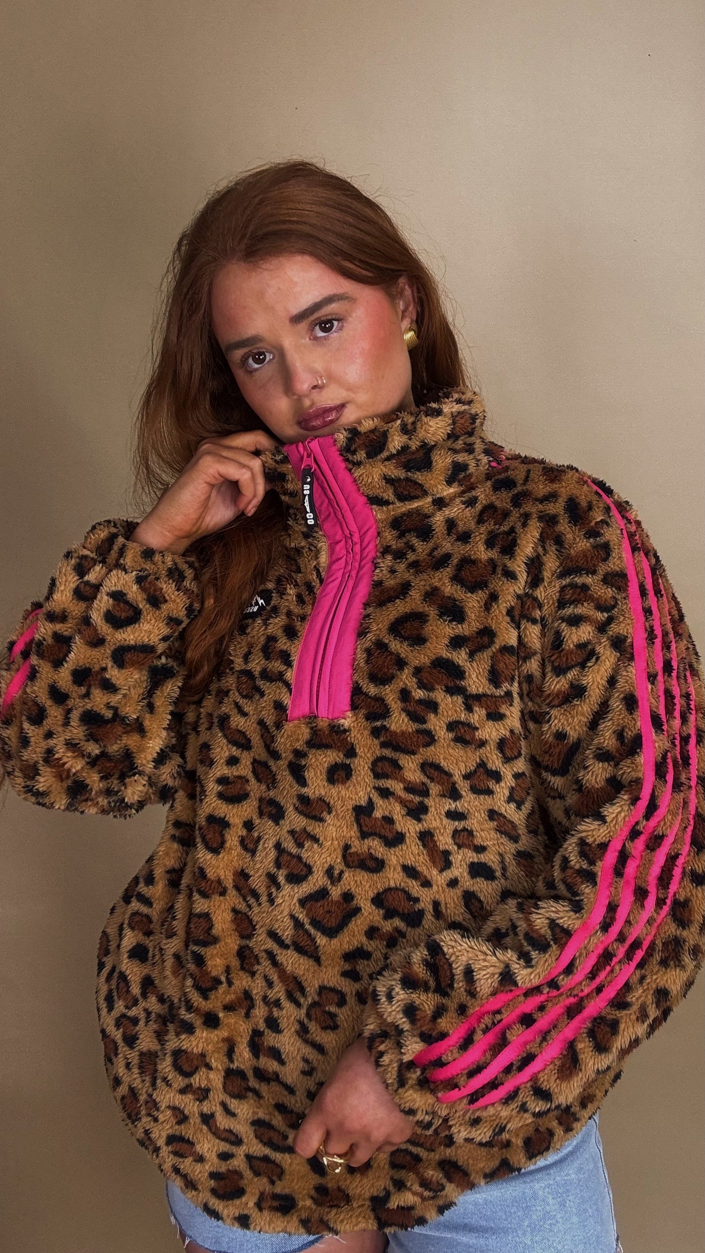 Clodagh Leopard Fleece. Drawstring + pockets