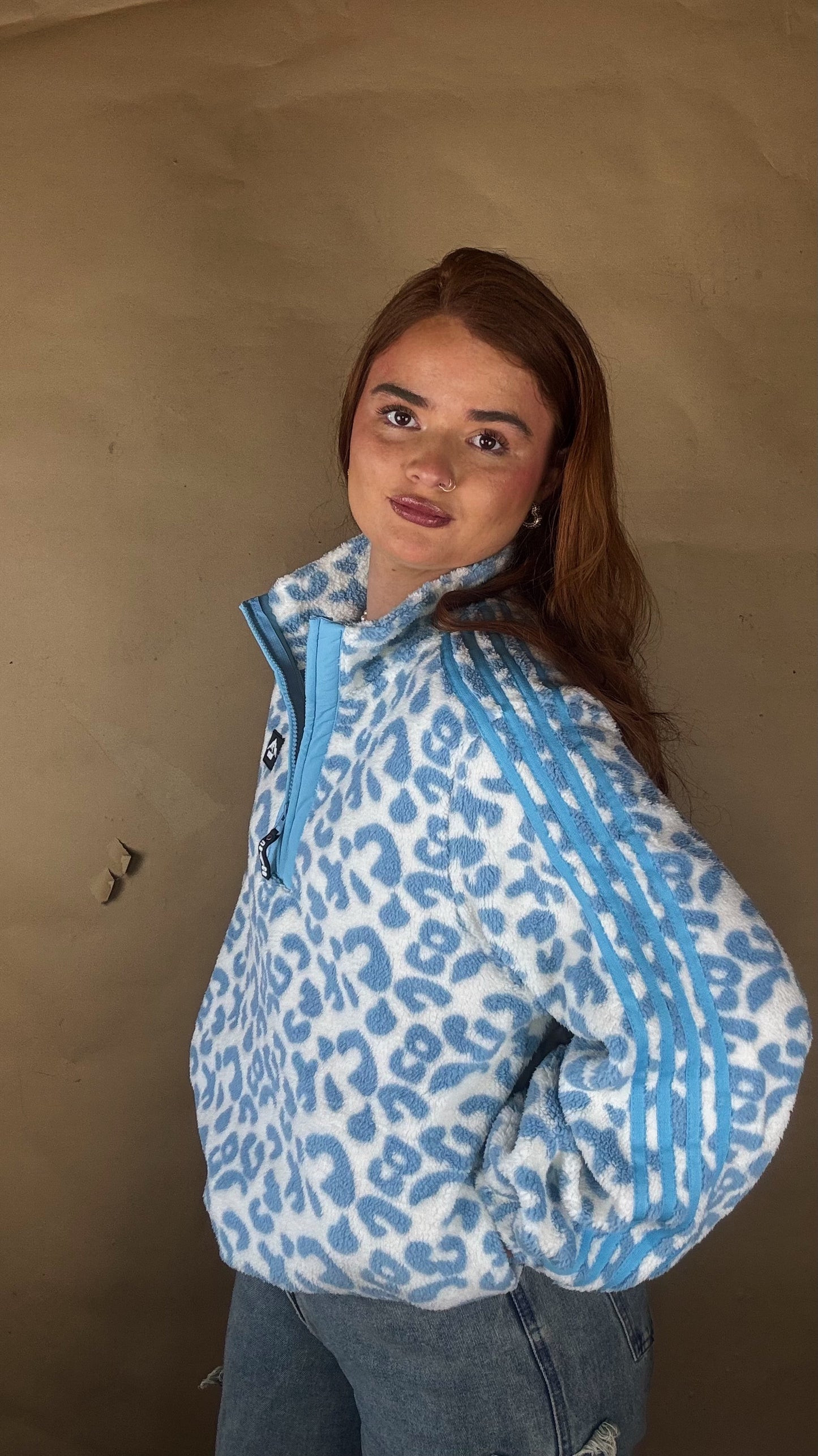 Blair Blue Leopard print zip up