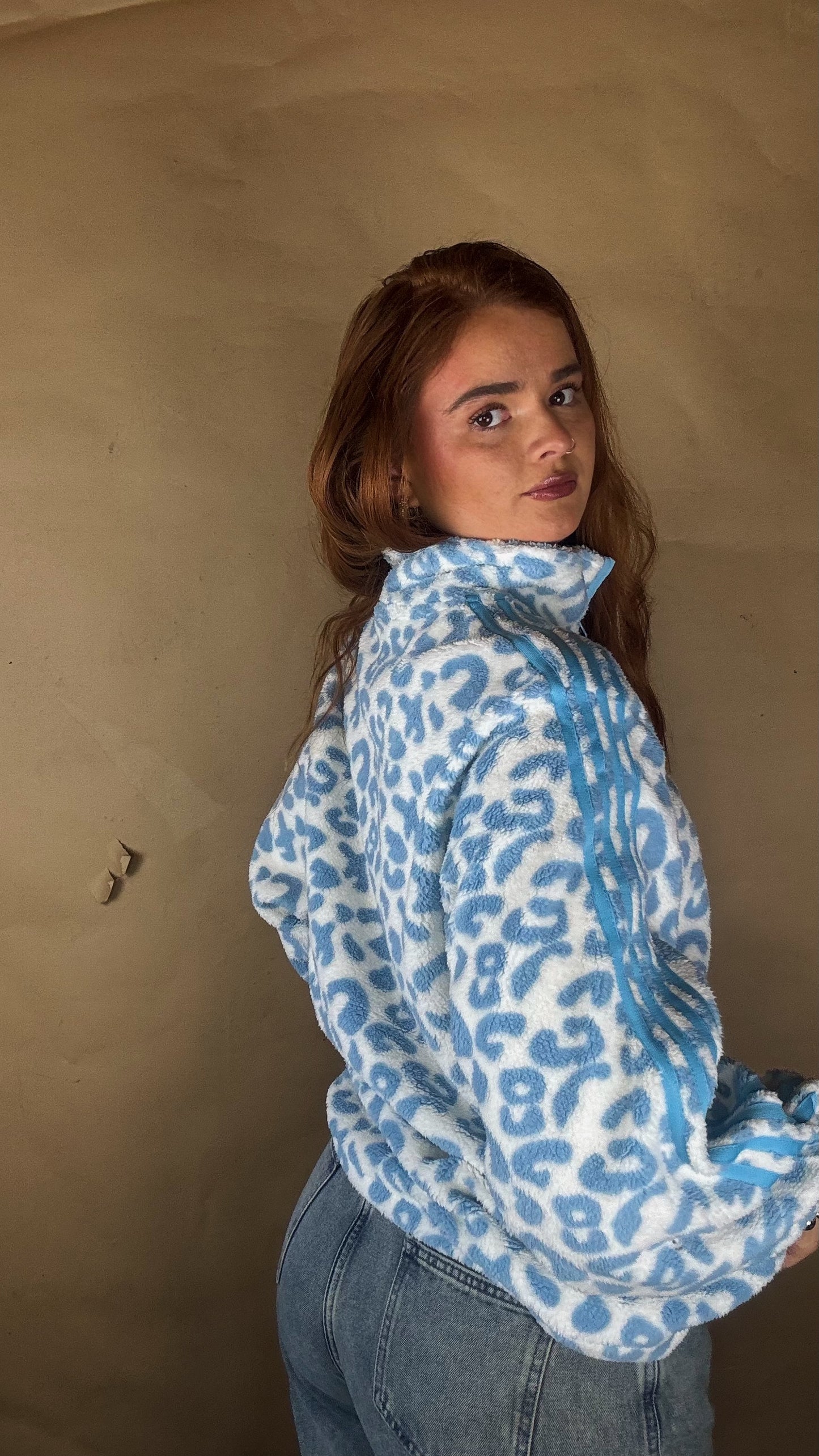 Blair Blue Leopard print zip up