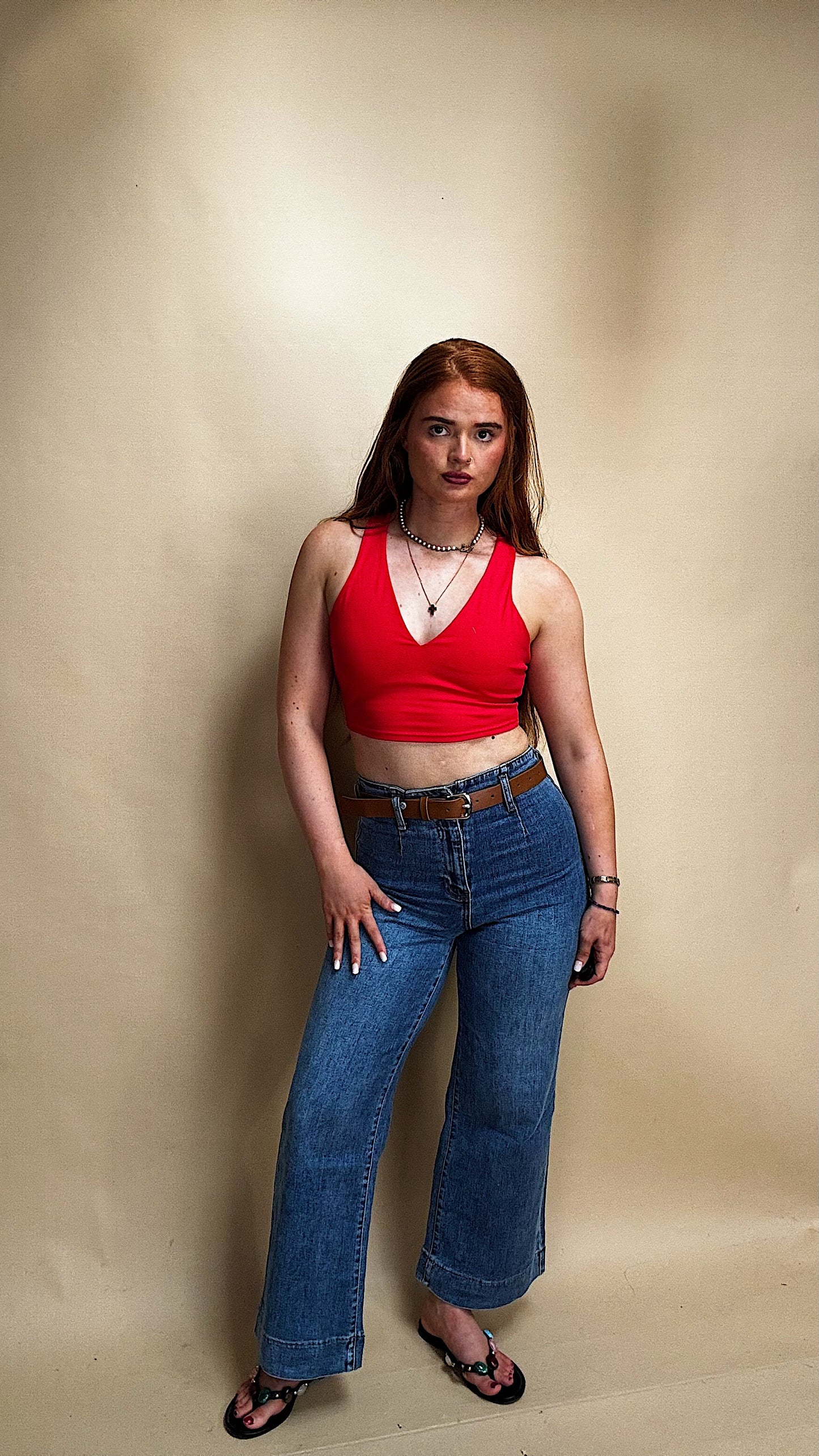 Emma Super stretchy denim jeans + the belt