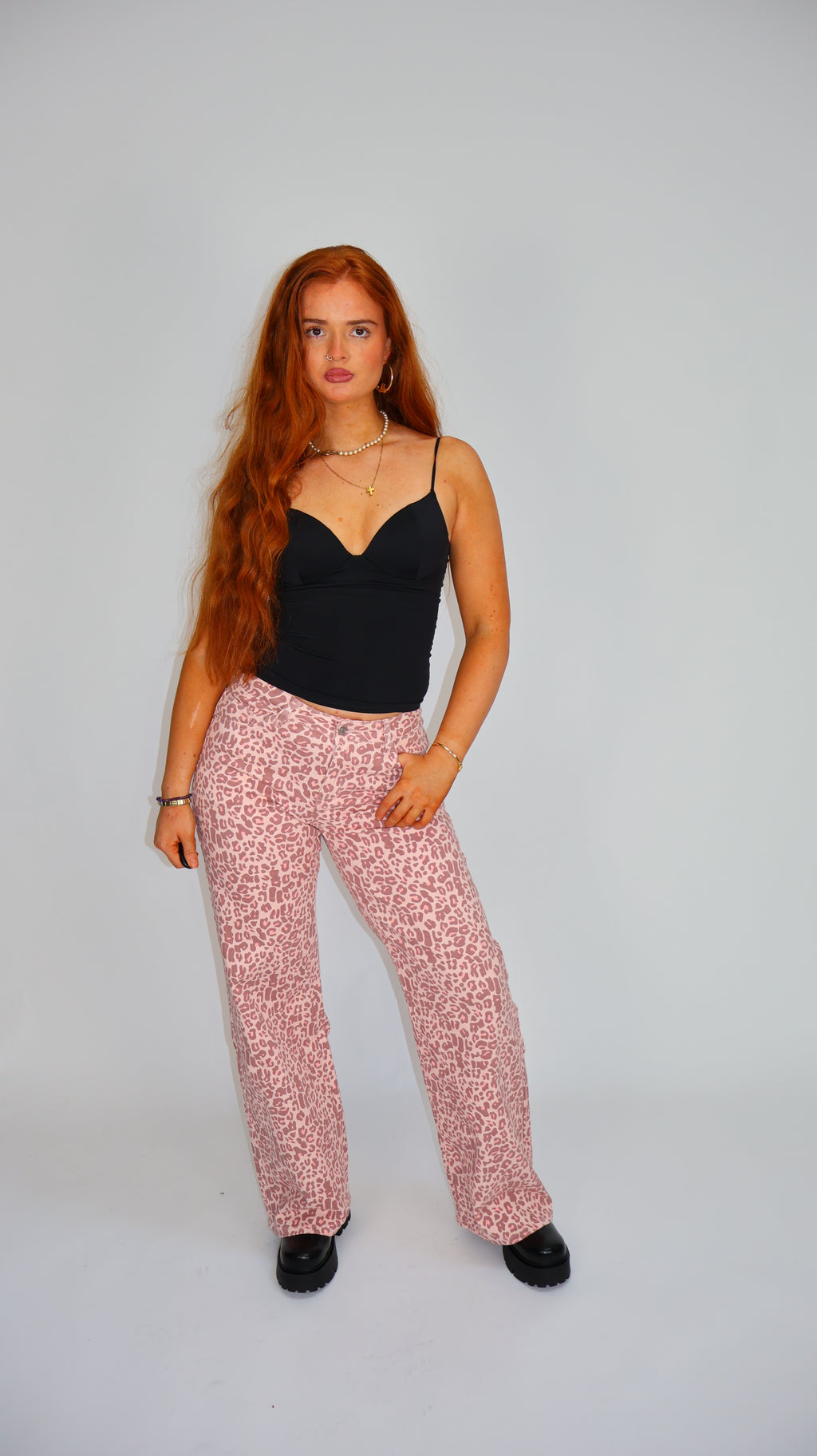 Lily Pink Leopard Dad Fit Denim