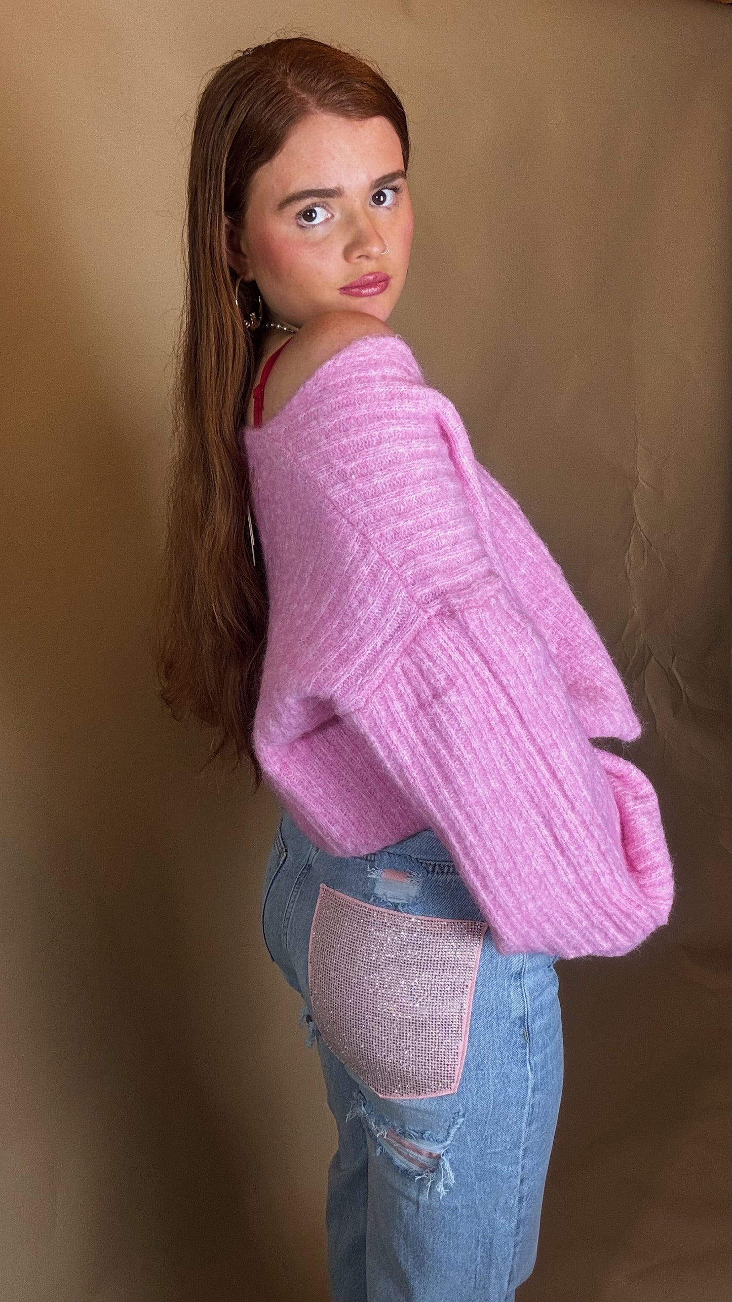 Mila Pink Diamonte patch Jean