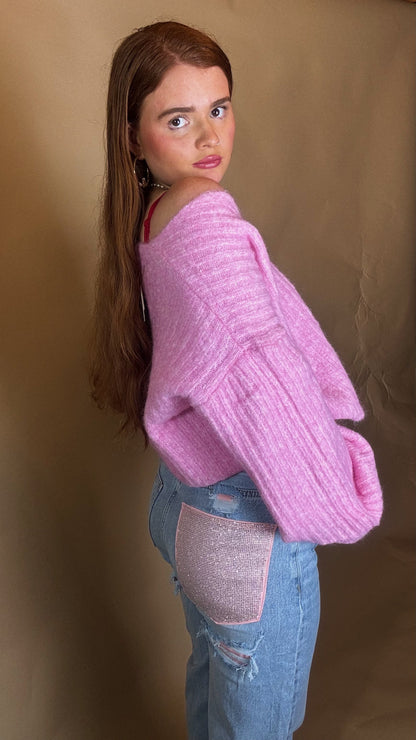 Mila Pink Diamonte patch Jean