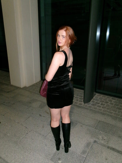 Bobbi Bow Super stretch crushed velvet dress