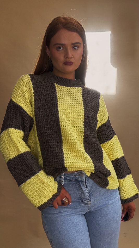 Sabrina Knit yellow charcoal top