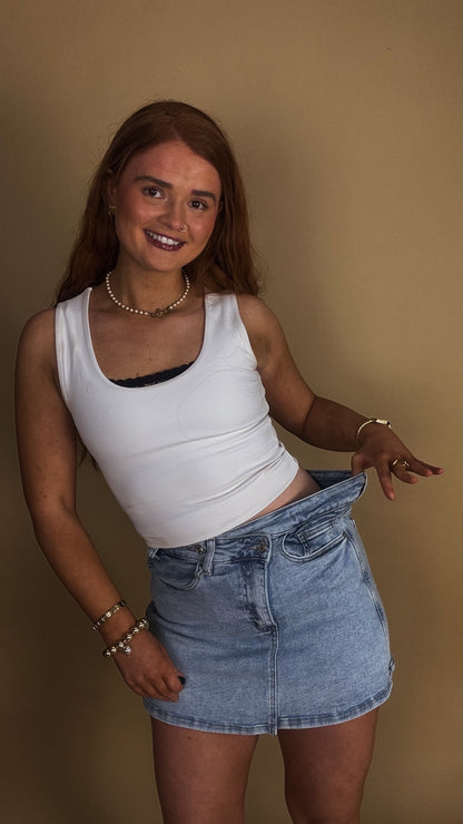 *SKORT* Sandy super stretch Denim crossover skort