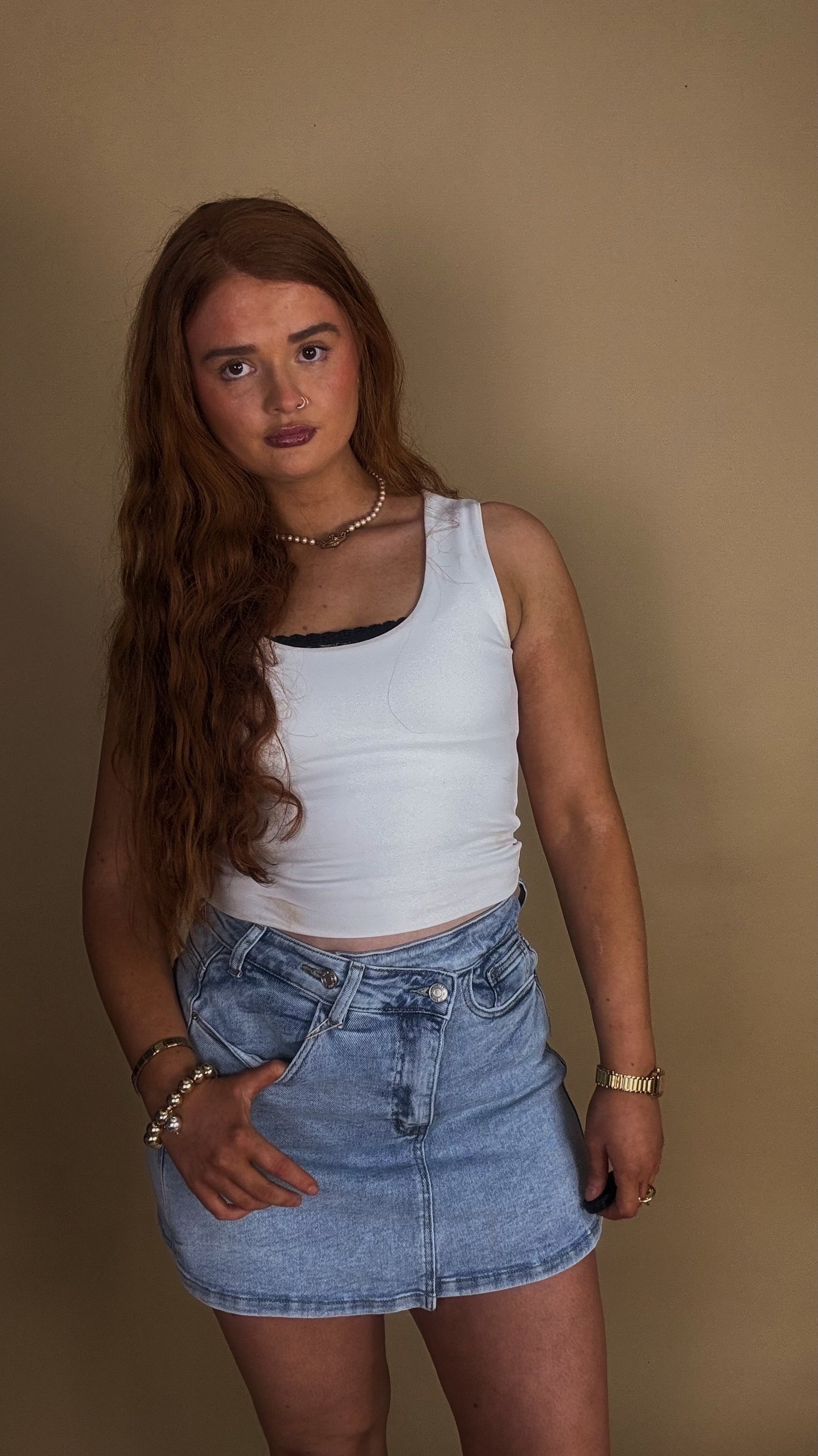 *SKORT* Sandy super stretch Denim crossover skort