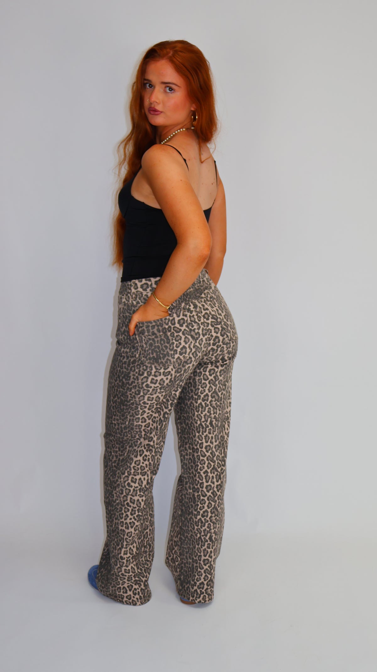 Sarah Leopard Dad Fit Stretch Denim