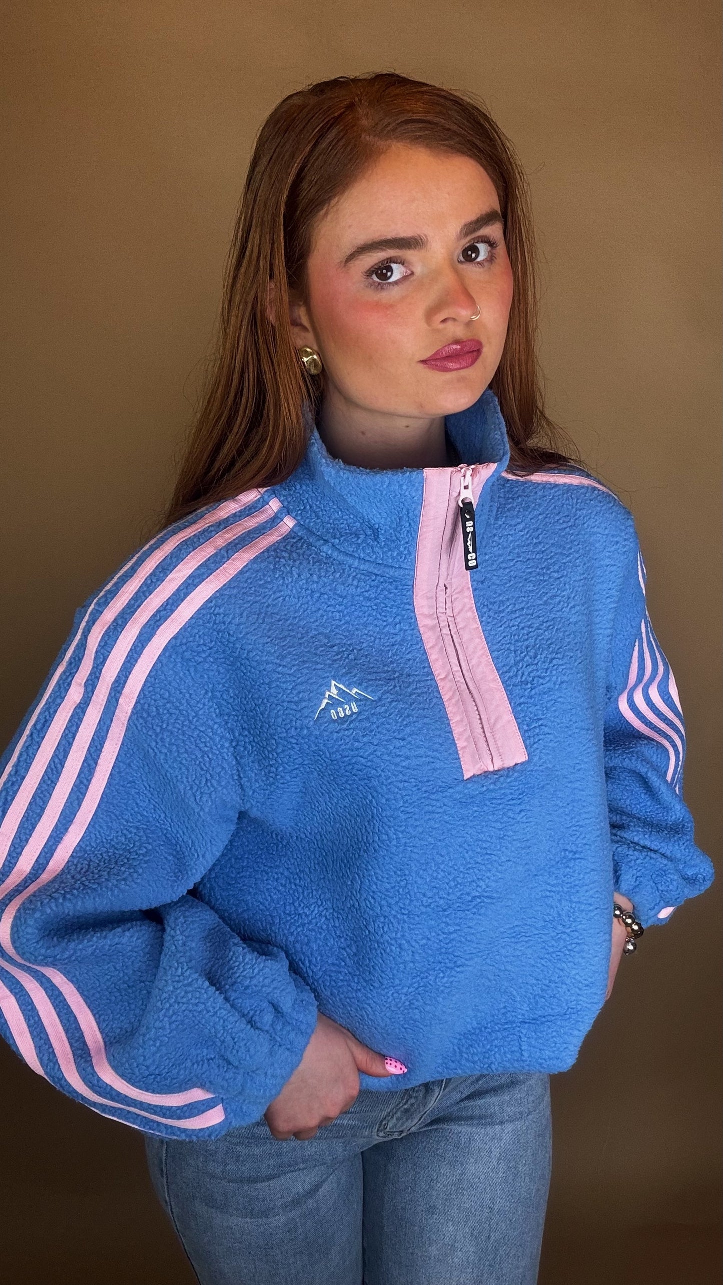 Hannah x4 Stripe Fleece size down. Pockets & draw string