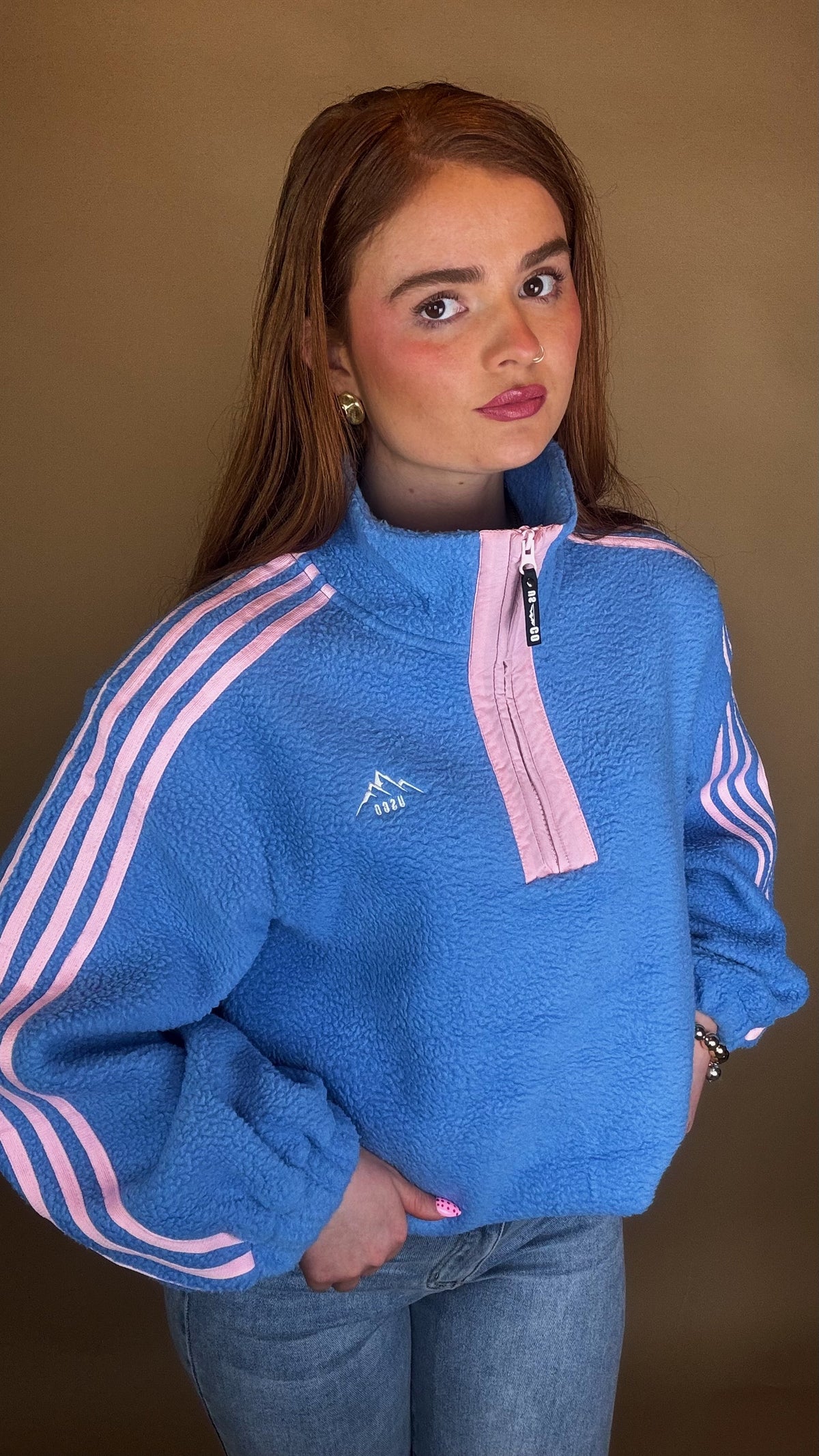 Hannah x4 Stripe Fleece size down. Pockets & draw string