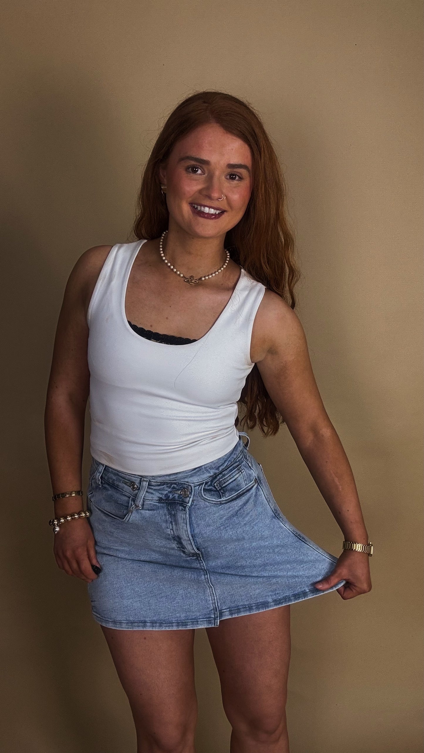 *SKORT* Sandy super stretch Denim crossover skort