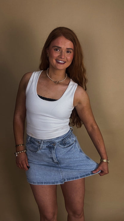 *SKORT* Sandy super stretch Denim crossover skort